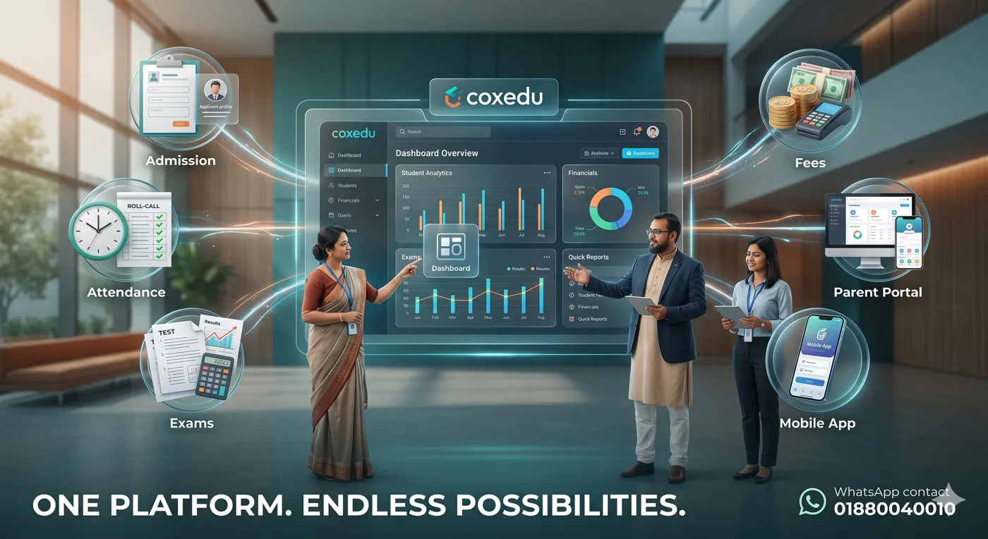 CoxEdu branded school management software dashboard preview